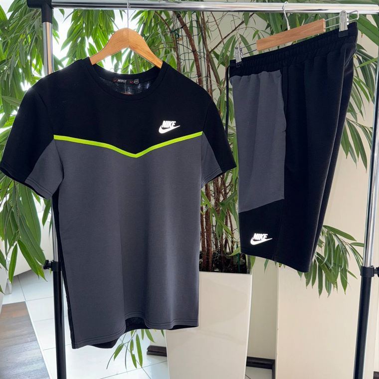 Чоловічий костюм літній Nike Найк футболка шорти Комплект сірий спортивний бавовна, фото 1