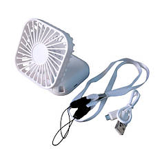 Компактний акумуляторний вентилятор білий на 3 швидкості для шиї та столу YH6