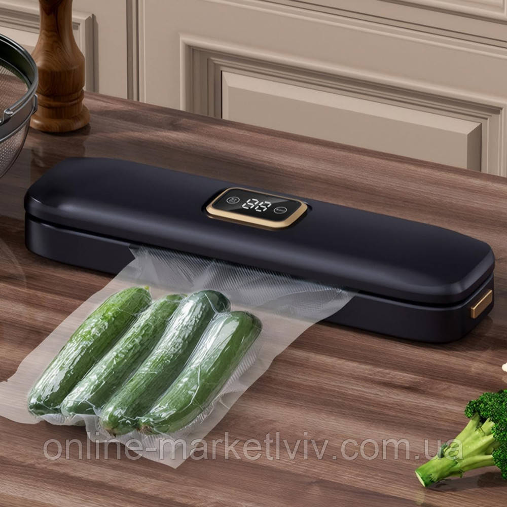Вакуумний пакувальник для продуктів, 27см, 120Вт / Домашній вакууматор продуктів / Побутовий вакууматор для м'яса