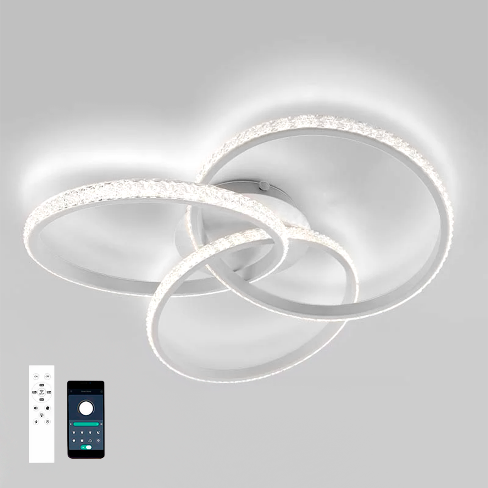 Керована світлодіодна LED люстра Esllse VITA 80W 3R біла з пультом і додатком для смартфону APP Ø500x130мм WHITE/CLEAR 220V IP20