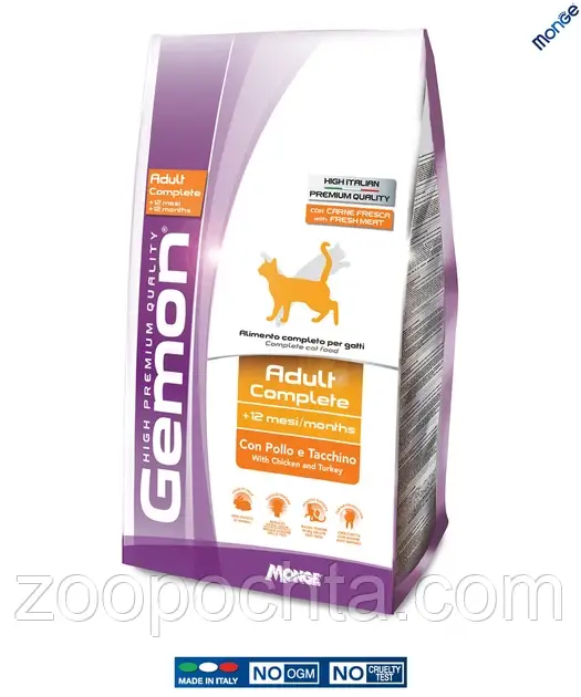 Сухий корм для кішок Gemon Adult Complete з куркою та індичкою 20 кг, фото 1