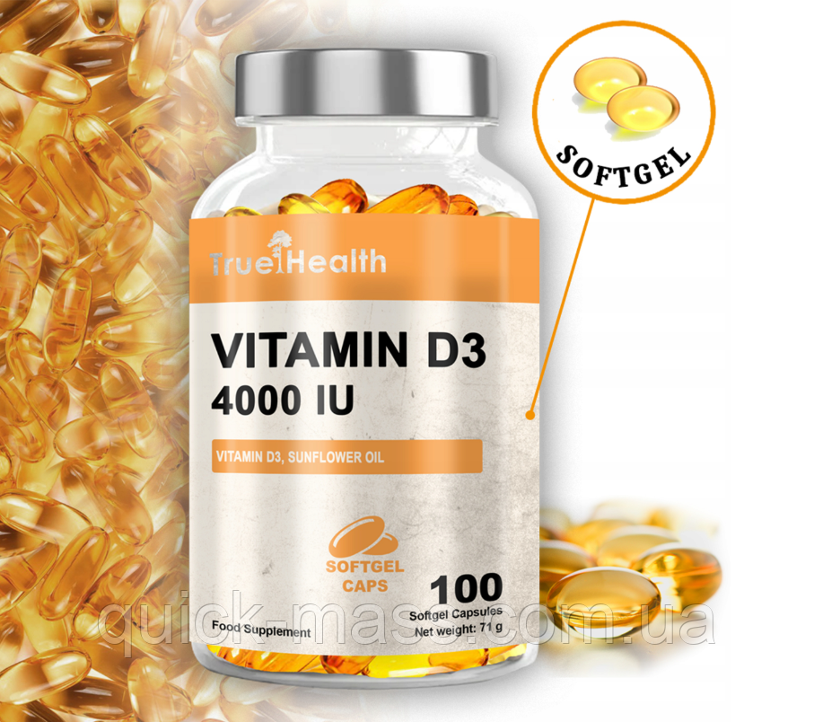 Вітамін Д3 True Health Vitamin D3 4000IU - 100 softgels