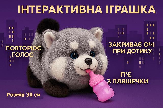 Інтерактивна іграшка Єнотик-Панда Пампік 30 см