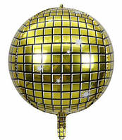 Фольгована кулька 4D сфера Диско золото 22" Китай