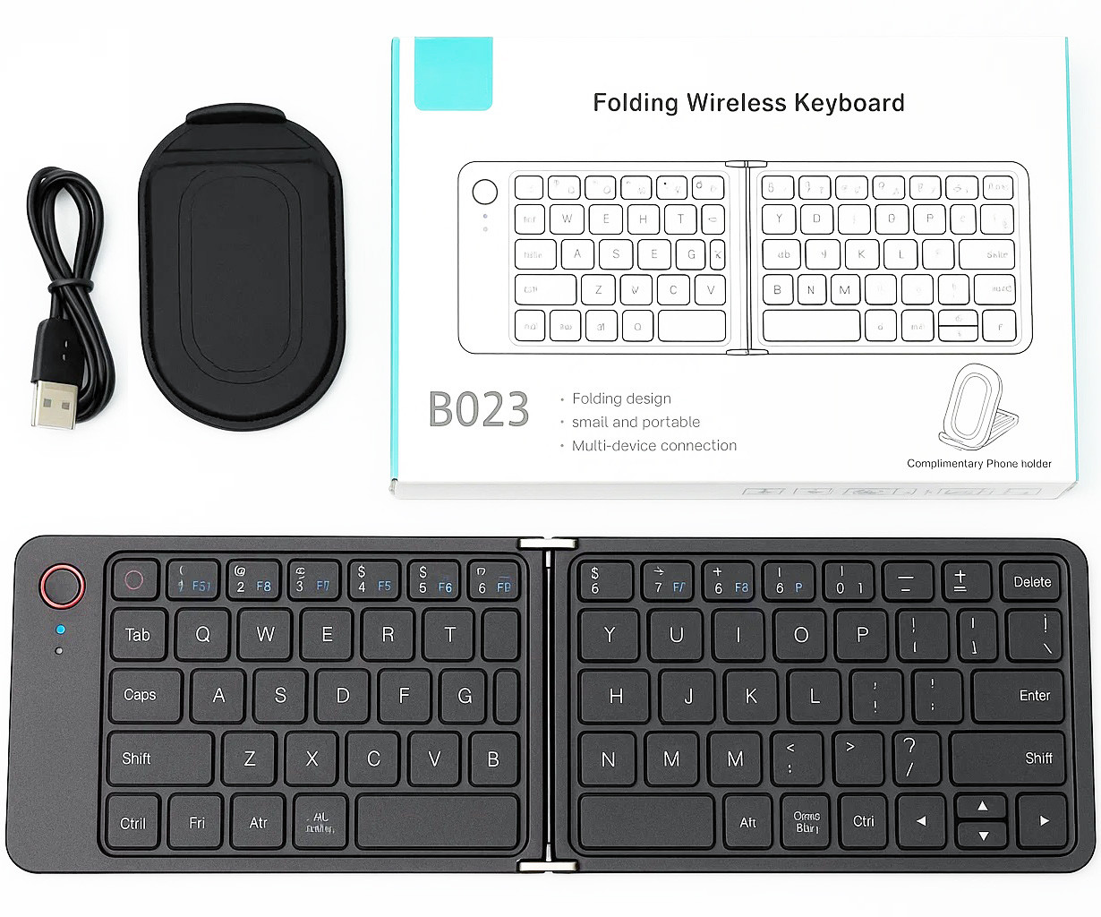 Клавіатура бездротова 1981 B023, розкладна, 67 клавіш, (Eng/Pyc), 2.4G, 280x92mm, фото 1