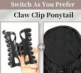 Хвіст легкі локони шиньйон на крабі з утяжкою коричневий - омбре в блонд 61 см, фото 4