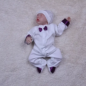 Ошатний чоловічок комбінезон Корсар, молочний з фіолетовим, розмір 56