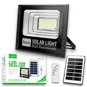 Вулична сонячна LED лампа-прожектор Hoco DL07 Plus 45W з датчиком руху, пультом, автономне освітлення, IPX67