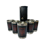 Набір склянок обтягнутих шкірою в чохлі Герб України