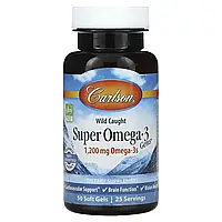 Carlson, Super Omega-3 Gems, високоефективні омега-3 кислоти з риби дикого улову, 1200 мг, 50 капсул