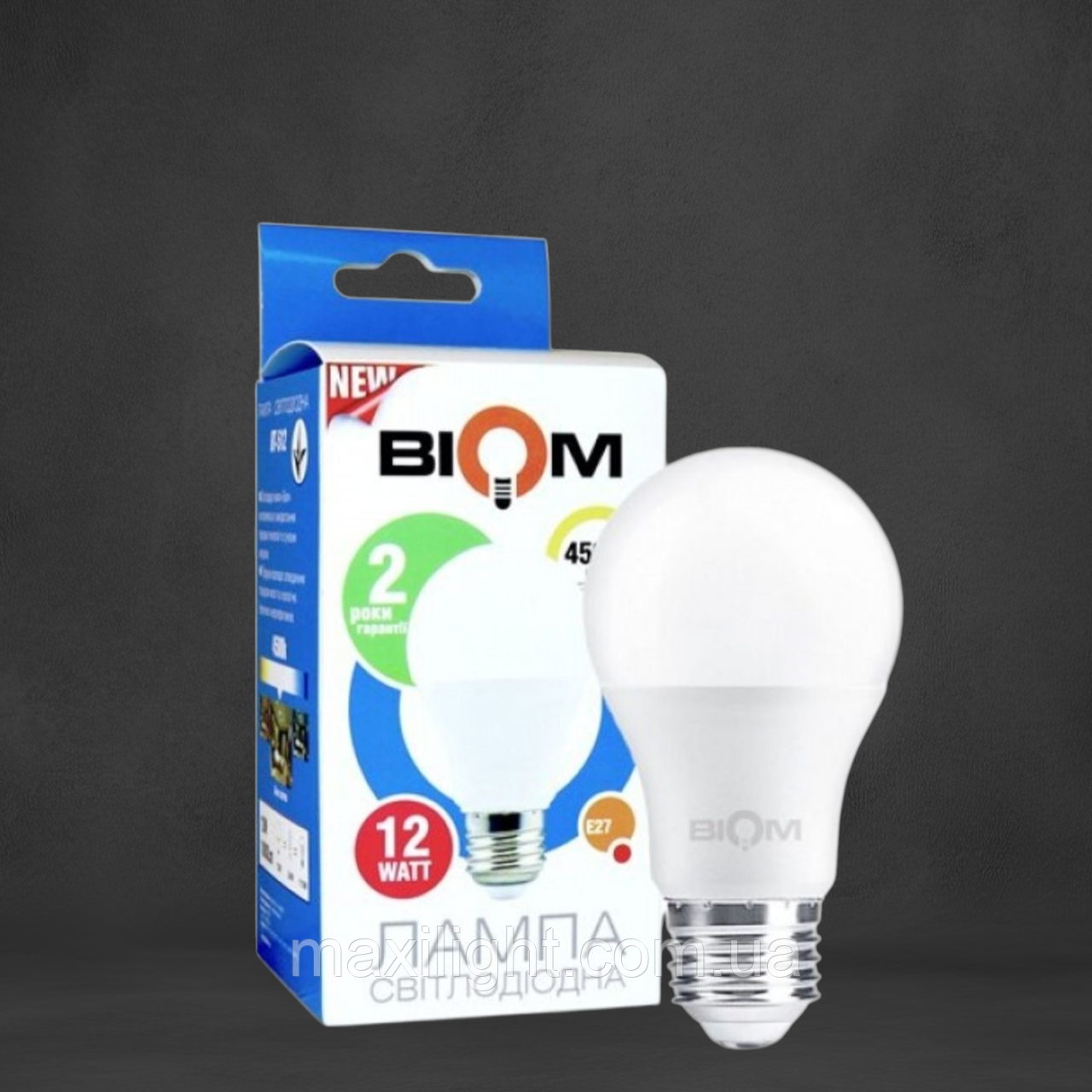 Світлодіодна Лампа BIOM A60 12W цоколь E27 4500К нейтральний білий
