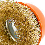 Щітка чашкова 65 мм, для УШМ, М14, гофр. пров., латунована Polax (54-175), фото 5