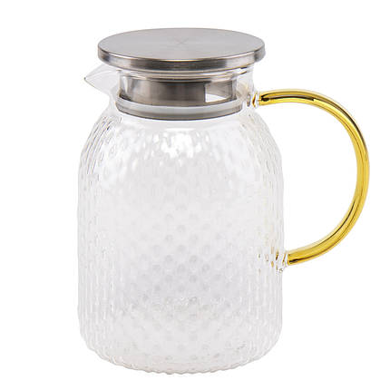 Графін скляний із металевою кришкою 1,25 л 8905-014, фото 1