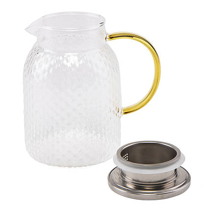 Графін скляний із металевою кришкою 1,25 л 8905-014, фото 2