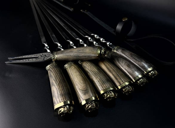 Набір шампурів з вилкою в сагайдаку Люкс Nb Art Козаки ясен 7 предметів 47330154, фото 1