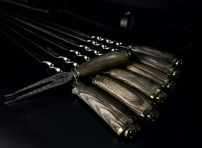 Набір шампурів з вилкою в сагайдаку Люкс Nb Art Козаки ясен 7 предметів 47330154, фото 4