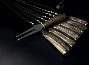 Набір шампурів з вилкою в сагайдаку Люкс Nb Art Герб України ясен 7 предметів 47330156, фото 3