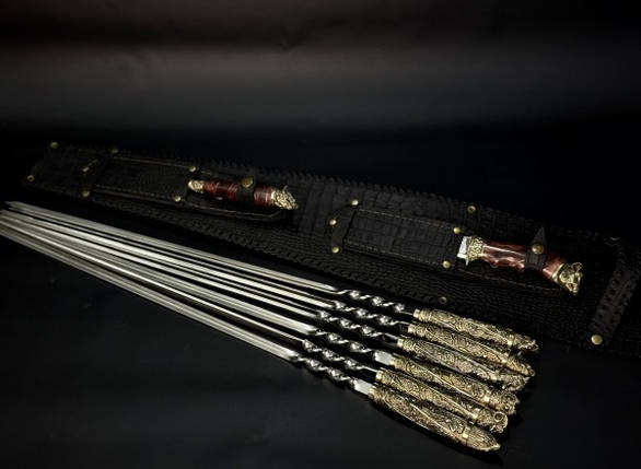 Набір шампурів Люкс Nb Art Звірі з ножем та вилкою в закритому сагайдаку 8 предметів 47330159, фото 1