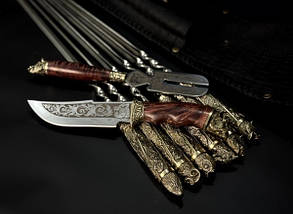 Набір шампурів Люкс Nb Art Звірі з ножем та вилкою в закритому сагайдаку 8 предметів 47330159, фото 4