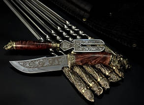 Набір шампурів Люкс Nb Art Звірі з ножем та вилкою в закритому сагайдаку 8 предметів 47330159, фото 5