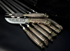 Набір шампурів Люкс Nb Art Звірі з ножем та вилкою в закритому сагайдаку 8 предметів 47330160, фото 3