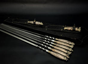 Набір шампурів Люкс Nb Art Звірі з ножем та вилкою в закритому сагайдаку 8 предметів 47330160, фото 4