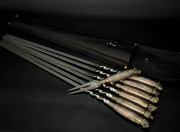 Набір шампурів Люкс Nb Art Звірі з вилкою в закритому сагайдаку 7 предметів 47330161, фото 1