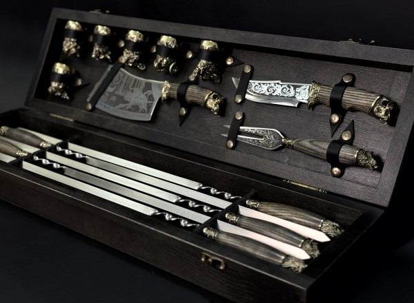 Набір шампурів Люкс Nb Art Звірі Максі в дерев'яному кейсі 15 предметів 47330170