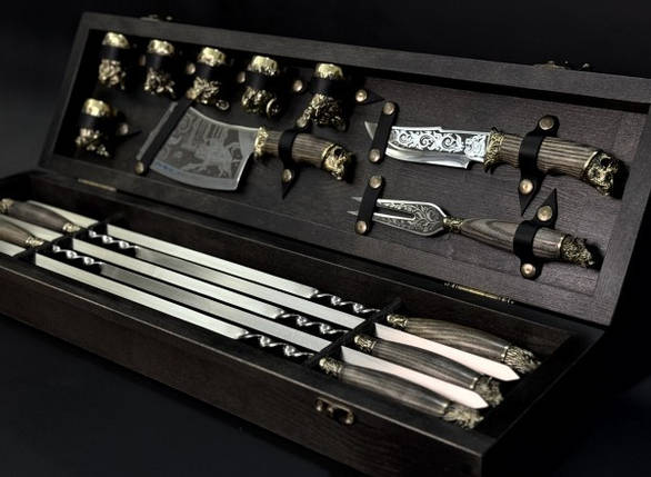 Набір шампурів Люкс Nb Art Звірі Максі в дерев'яному кейсі 15 предметів 47330170, фото 1