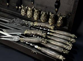 Набір шампурів Люкс Nb Art Звірі Максі в дерев'яному кейсі 15 предметів 47330170, фото 3