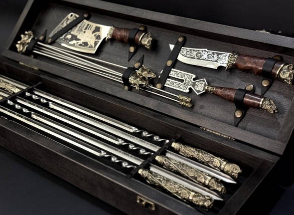 Набір шампурів Люкс Nb Art Звірі Максі в дерев'яному кейсі 10 предметів 47330178, фото 1