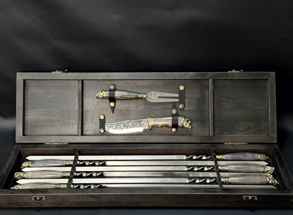 Набір шампурів Люкс Nb Art Звірі ясен у дерев'яному кейсі 8 предметів 47330179