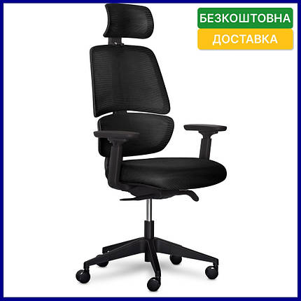 Офісне ортопедичне комп'ютерне крісло Mealux Leo Air Black, фото 1