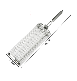 Решітка-кошик для гриля циліндрична 49.5×11.5 см з нержавіючої сталі — для м’яса, овочів, риби, барбекю, мангалу