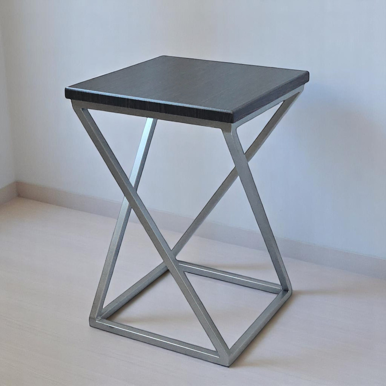 Табурет у стилі лофт Marble венге | Металевий табурет-підставка з МДФ
