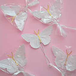 Вафельний декор Slado Метелики великі білі 7х4 см 5 шт