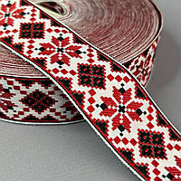 3см тасьма національна з українським орнаментом - черний ромб