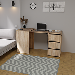 Сучасний розкладний письмовий стіл тумба трансформер з трьома шухлядами для ноутбука ДСП Ролін дуб сонома