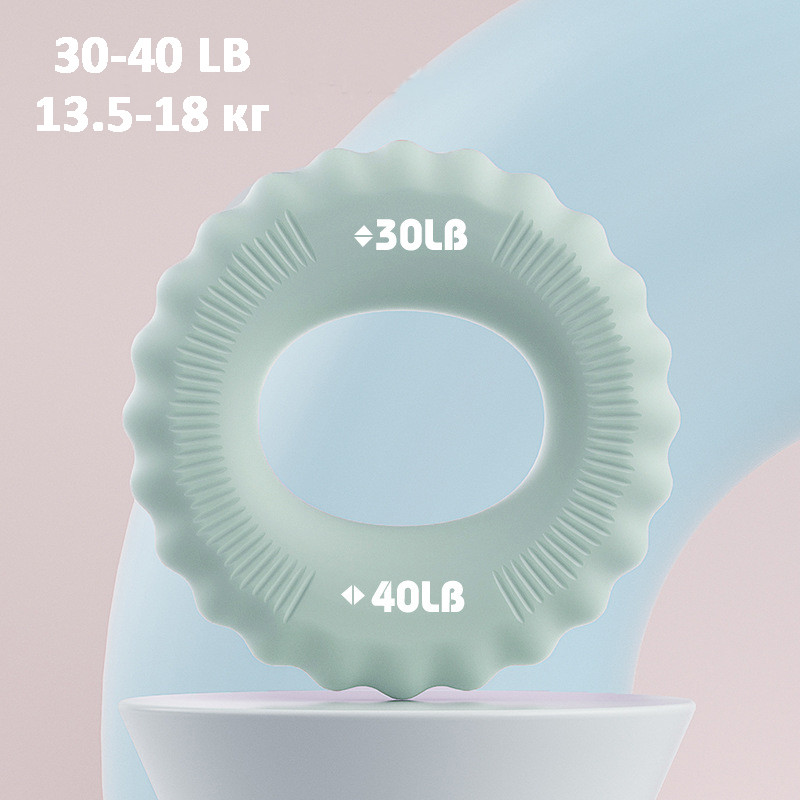 Эспандер кистевое кольцо 30-40LB (13.5-18кг), эспандер для кисти двойная нагрузка, светло-зеленый, фото 1