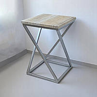 Табурет у стилі лофт Marble дуб сонома | Металевий табурет-підставка Наша Ковка