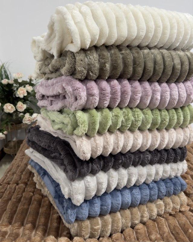 Велюровий плед "Шарпей" 200х230/ Покривало смужка/Велюрове покривало, фото 1