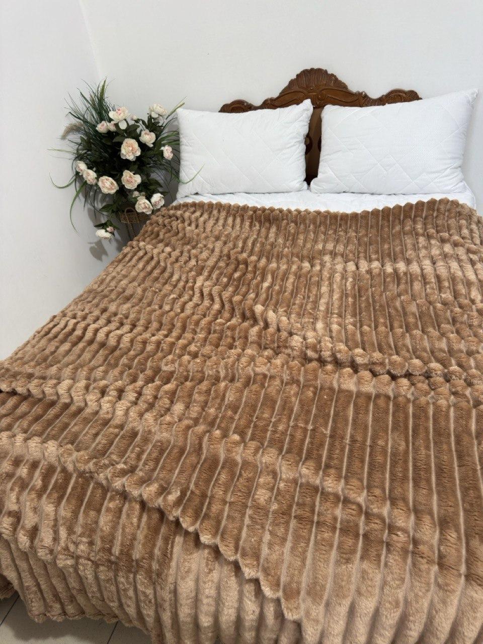 Велюровий плед шарпей "широка смужка" 200х220, фото 1