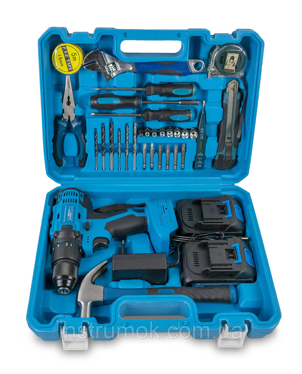 Шуруповерт акумуляторний KRAISSMANN 2102 ABS 20/2-S2 (з набором інструментів), фото 1