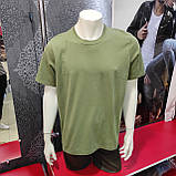 Чоловіча однотона футболка хакі, фото 3