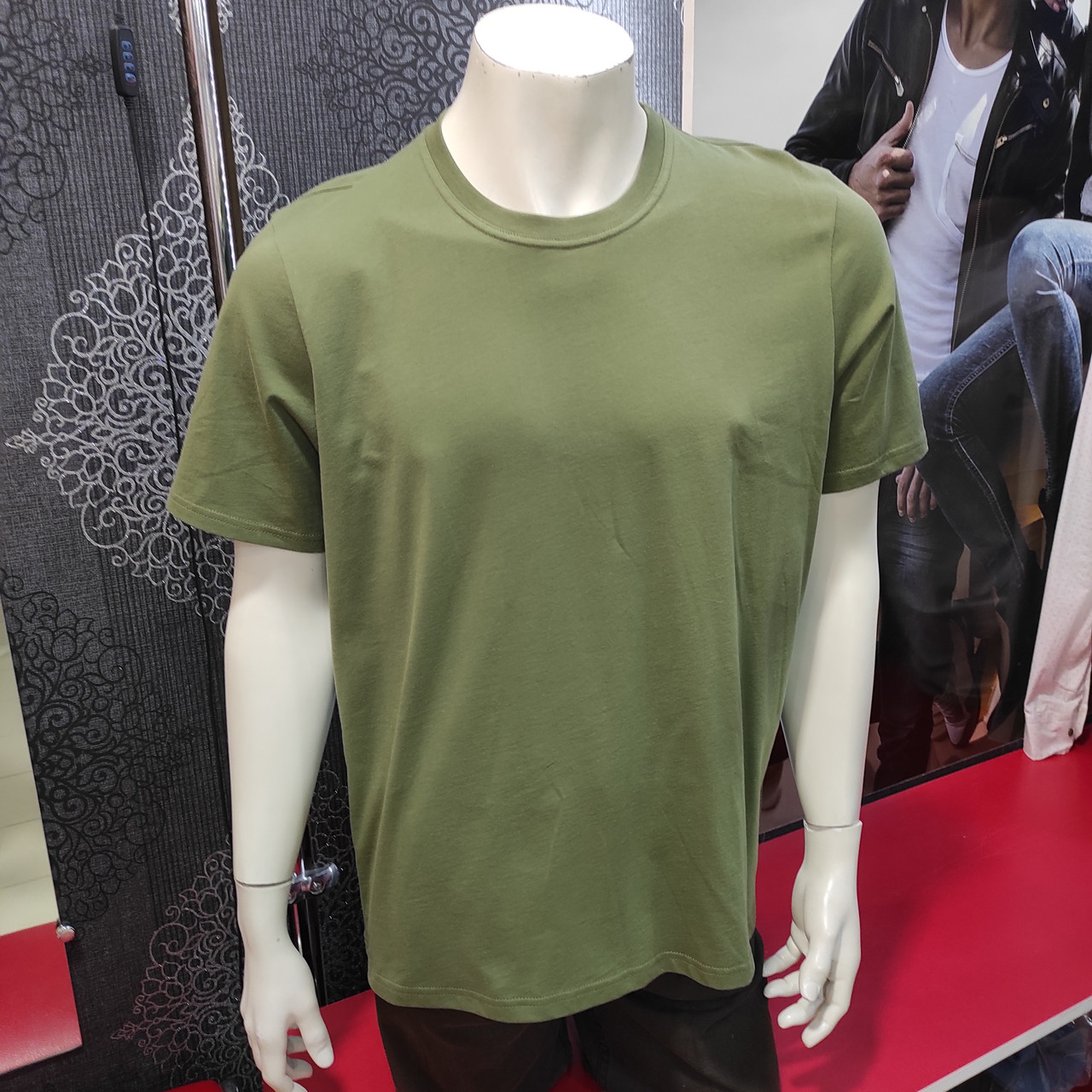 Чоловіча однотона футболка хакі, фото 1