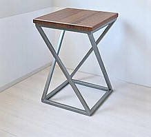 Табурет лофт 45 см на металевій основі горіх  Marble Наша Ковка