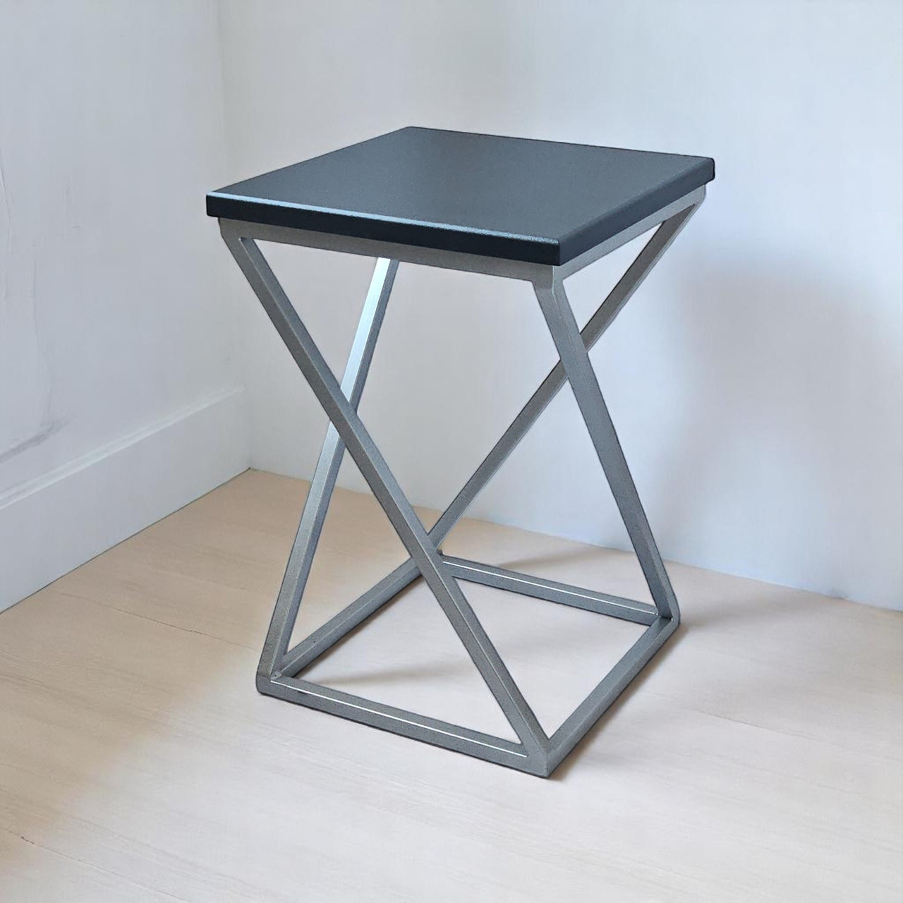 Табурет кухонний лофт Marble 45 см хром/чорний Наша Ковка