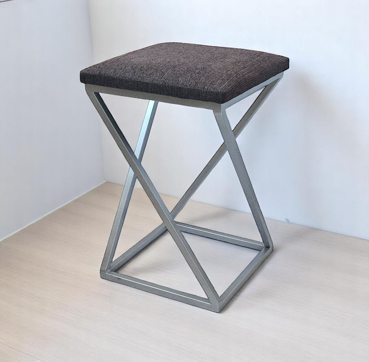 Табурет з м’яким сидінням лофт Marble 45 см хром/коричневий