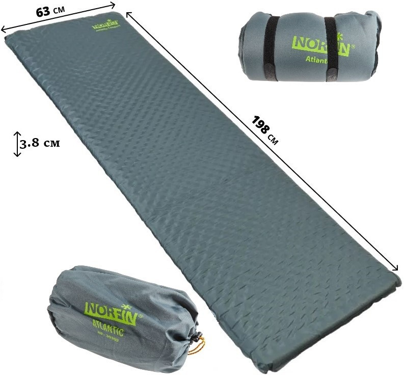 Самонадувний туристичний килимок Norfin Atlantic Comfort, 3.8 см | Компактний та комфортний каремат для ідеального сну на природі