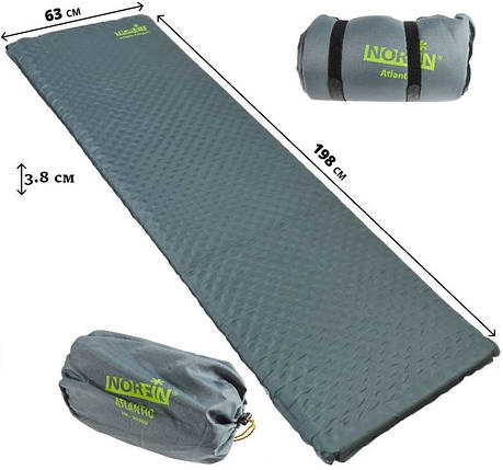 Самонадувний туристичний килимок Norfin Atlantic Comfort, 3.8 см | Компактний та комфортний каремат для ідеального сну на природі, фото 1